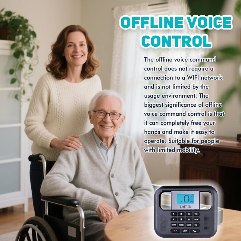UniTalk Wireless Intercoms for Home & Office, Two-Way Real-time Full-Duplex Voice System with Offline Voice Control,Group Call & Monitor Function, Clear Sound, Long Range Up to 1/4 Mile (UT-001-1F1P) - Image 4